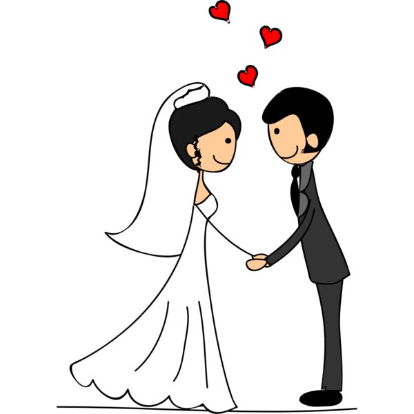 Cartoon Wedding Groom Bride Holding Hands 8 Thumbnail
