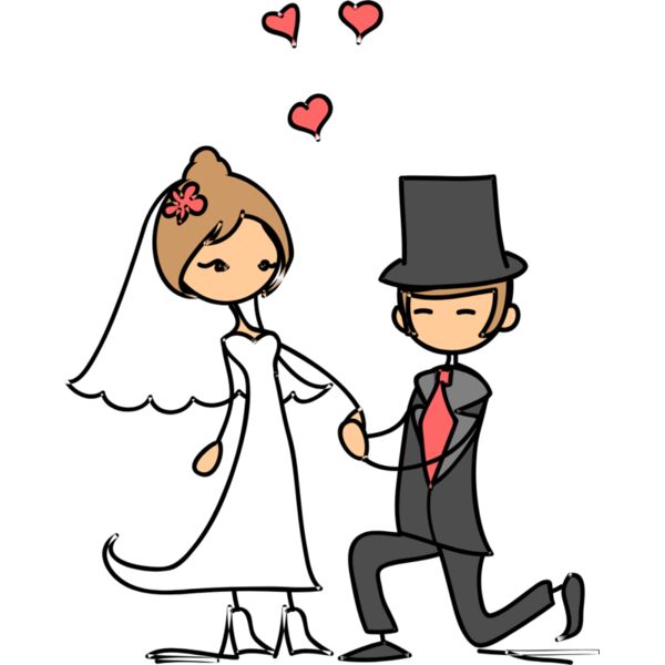 Cartoon Wedding Groom Bride Proposal 4 Thumbnail